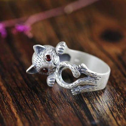 Kawaii Neko Cat Ring and Bracelet in Fine 990 Silver