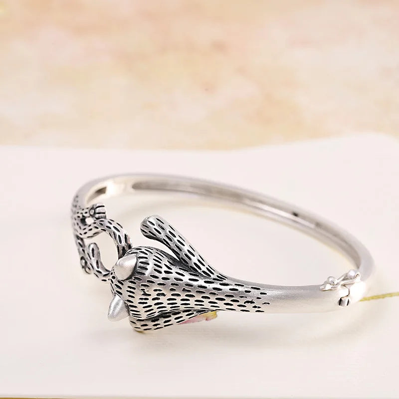 Kawaii Neko Cat Ring and Bracelet in Fine 990 Silver