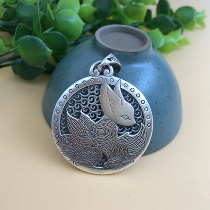 Kitsune Nine Tails Fox 999 Fine Silver Necklace