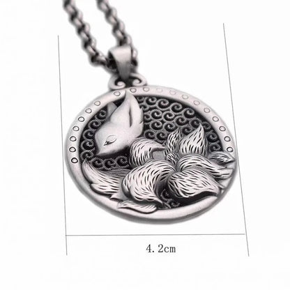 Kitsune Nine Tails Fox 999 Fine Silver Necklace