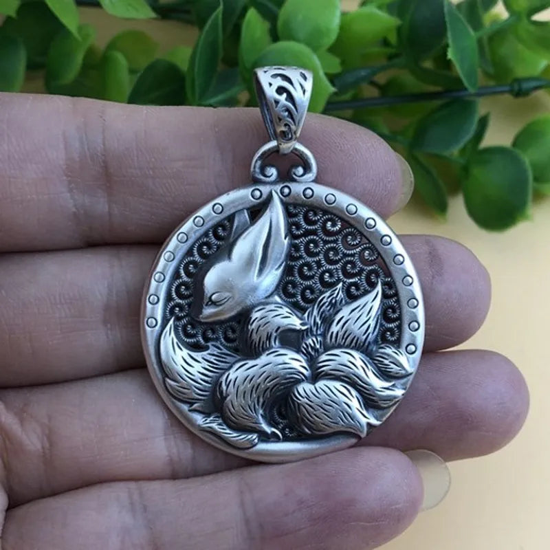 Kitsune Nine Tails Fox 999 Fine Silver Necklace