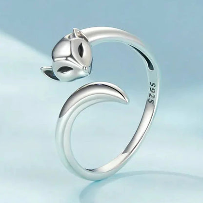 Kitsune the Spirit Fox 925 Sterling Silver Adjustable Ring