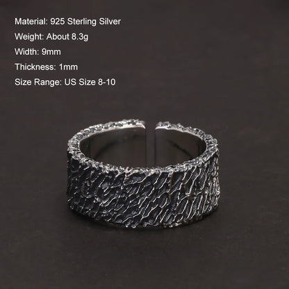 Lava from Mount Fuji Adjustable Ring in 925 Sterling Silver