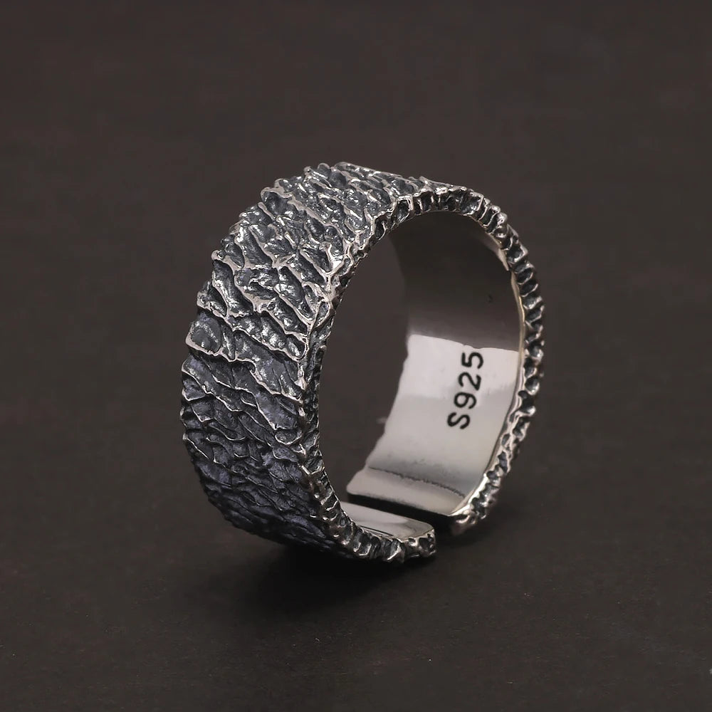 Lava from Mount Fuji Adjustable Ring in 925 Sterling Silver