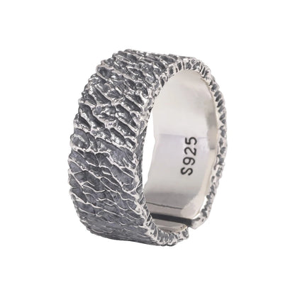 Lava from Mount Fuji Adjustable Ring in 925 Sterling Silver