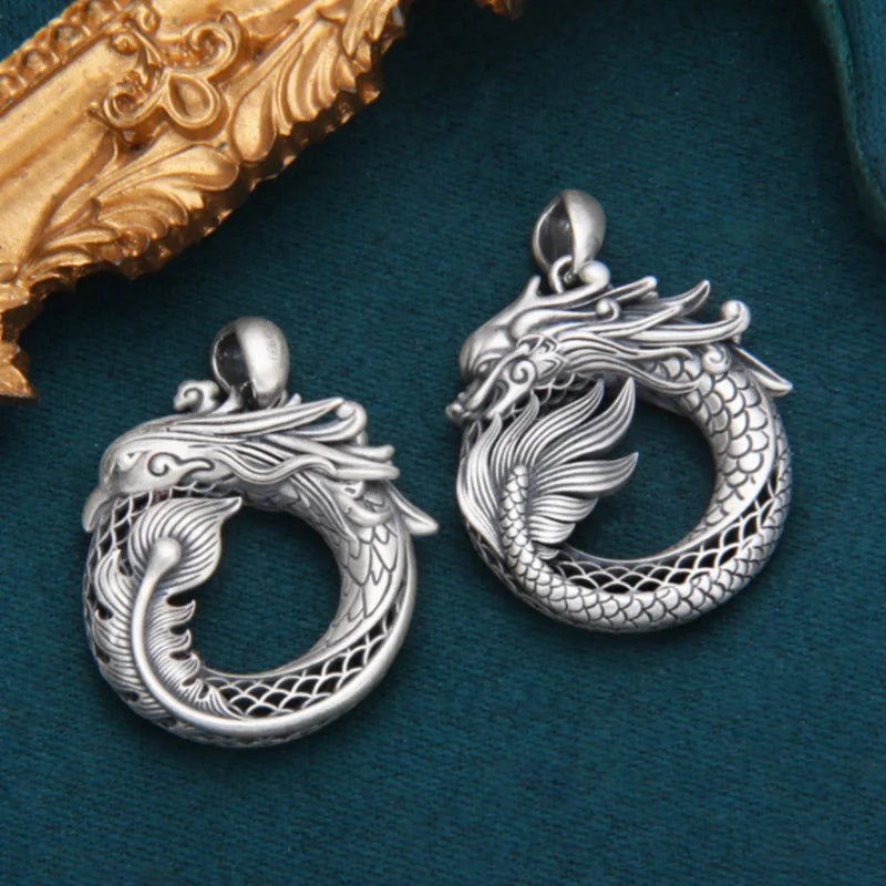 Phoenix and Dragon 999 Fine Silver Necklace