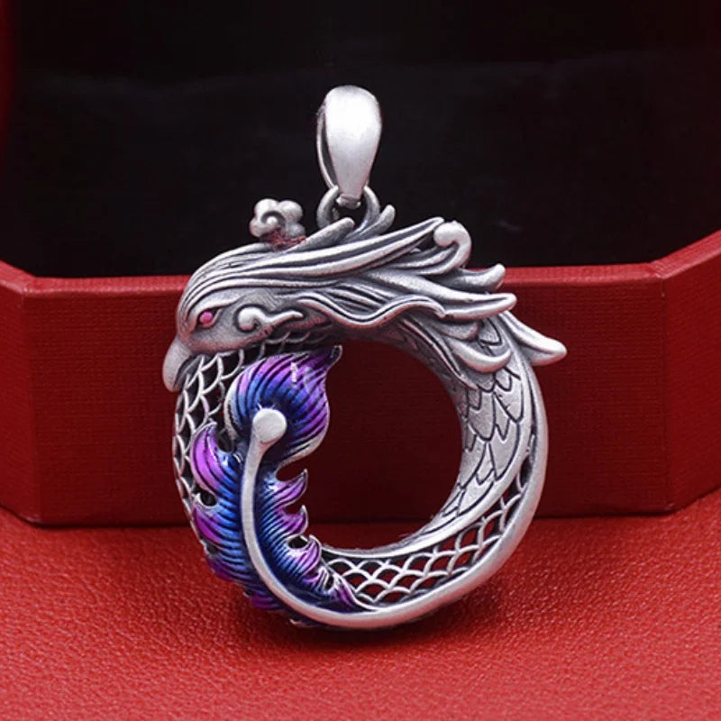 Phoenix and Dragon 999 Fine Silver Necklace