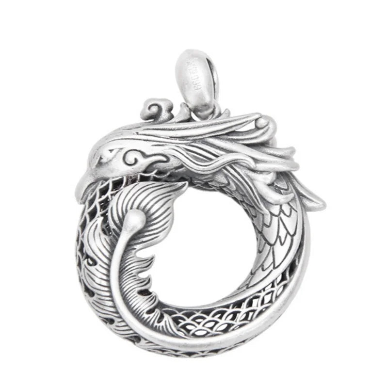 Phoenix and Dragon 999 Fine Silver Necklace