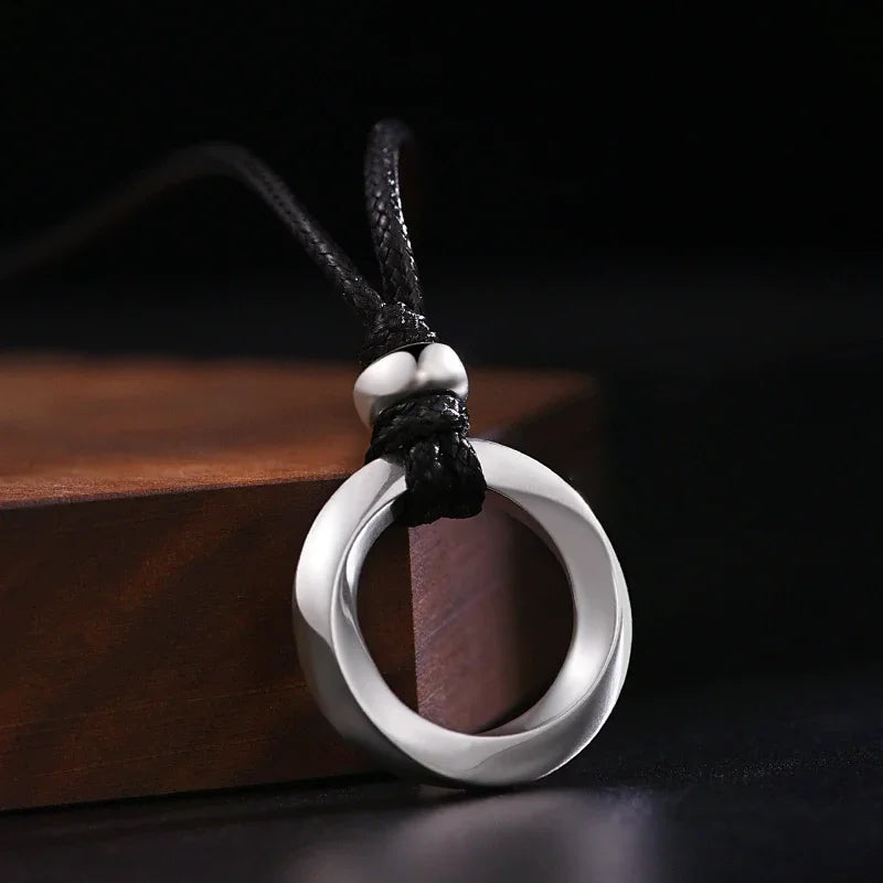 Pure Silver 990 Fine Silver Mobius Necklace