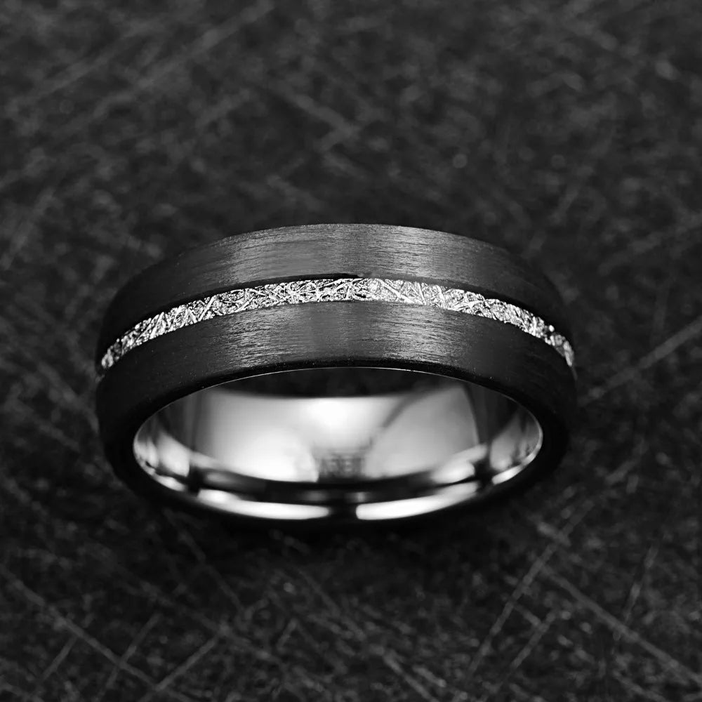 Raijin Thunderbolt in the Night Tungsten Carbide Ring