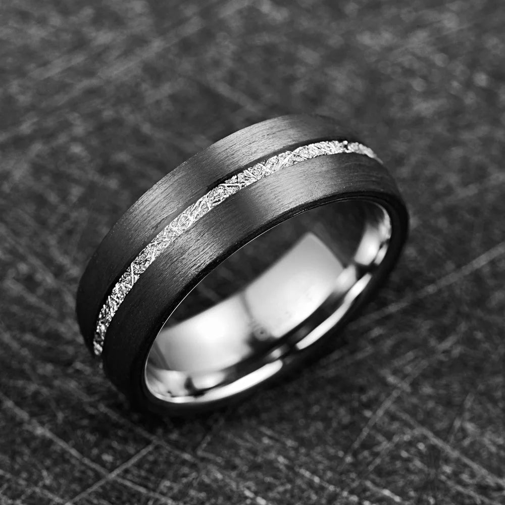 Raijin Thunderbolt in the Night Tungsten Carbide Ring