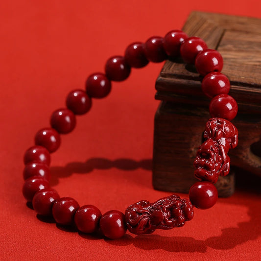 Red Cinnabar Beads Bracelet