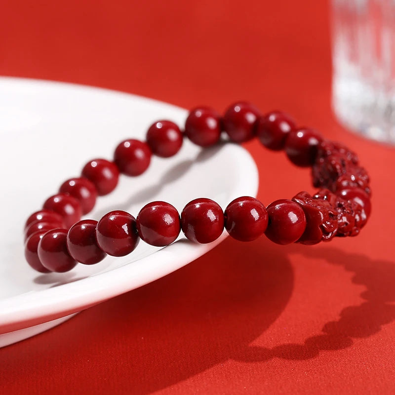 Red Cinnabar Beads Bracelet