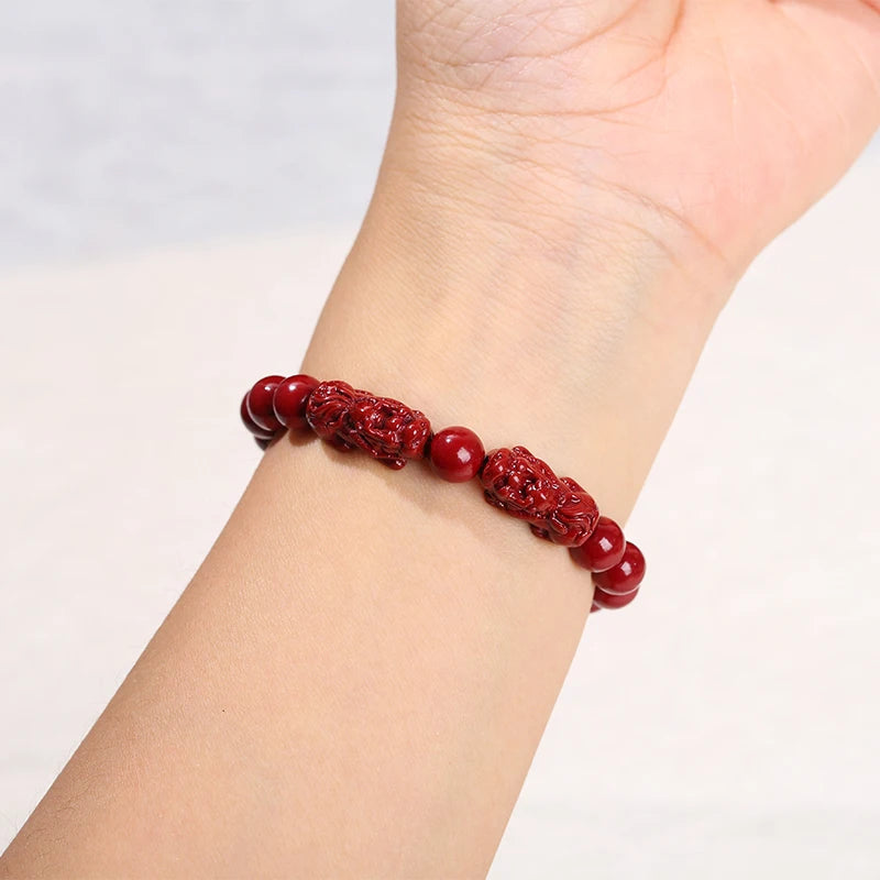 Red Cinnabar Beads Bracelet