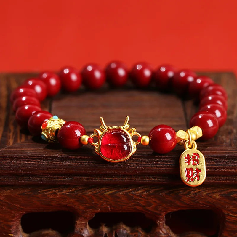 Red Cinnabar Beads Bracelet