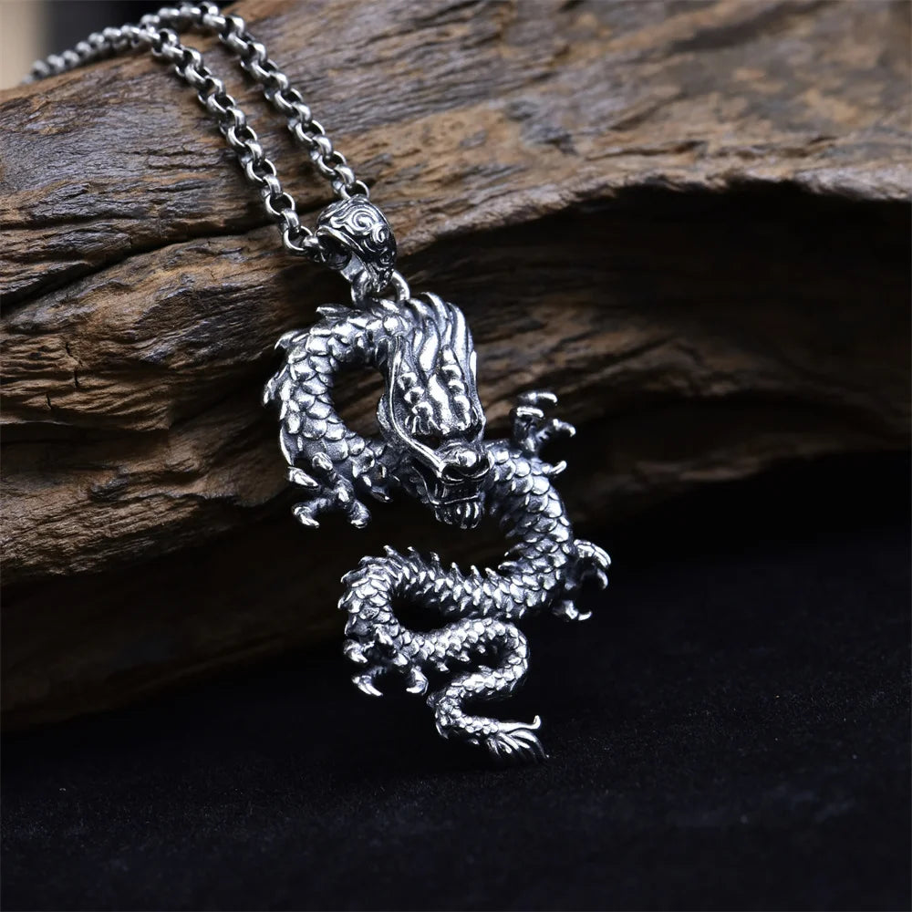 The Silver Dragon Ryujin Kami of Seas 925 Sterling Silver Necklace