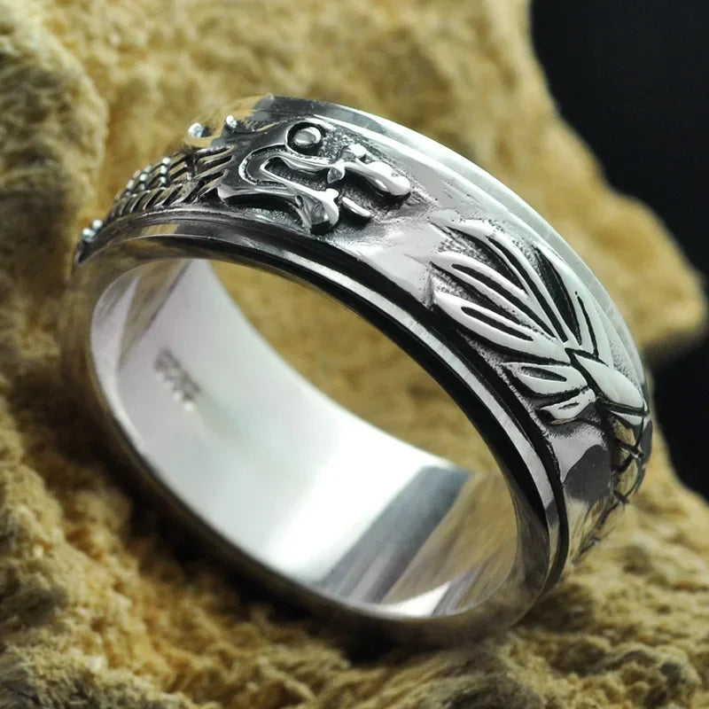 Spinning Tatsu Dragon 925 Sterling Silver Ring