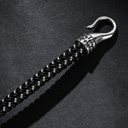 Tatsu Dragon Steel and Leather Bracelet