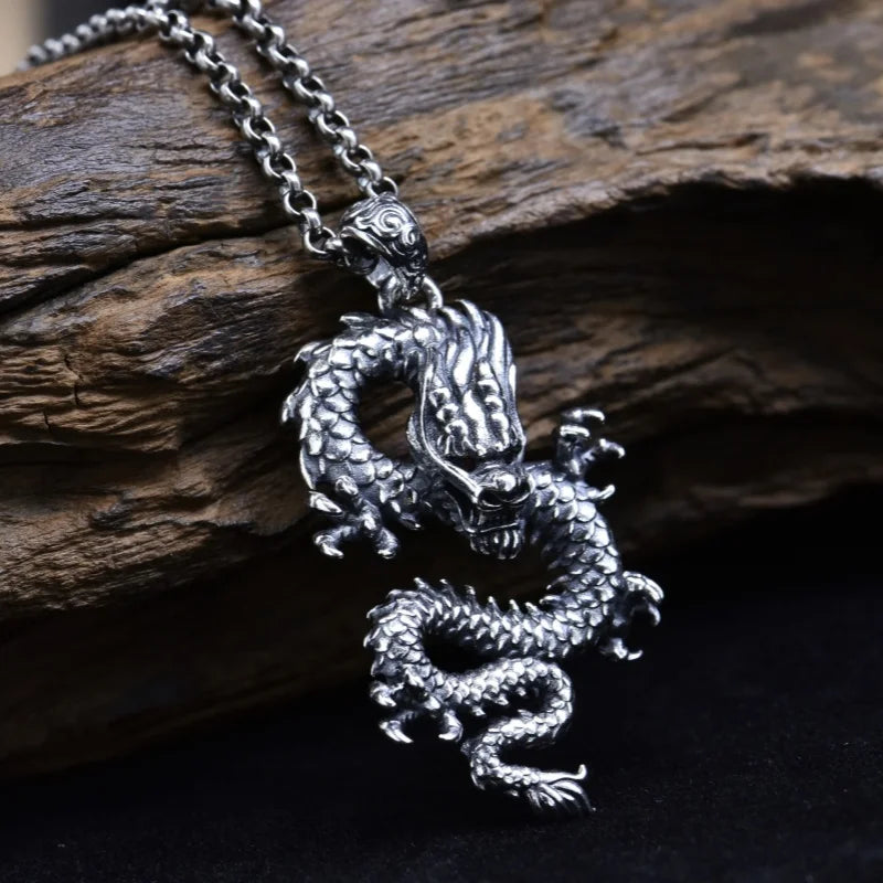 The Silver Dragon Ryujin Kami of Seas 925 Sterling Silver Necklace