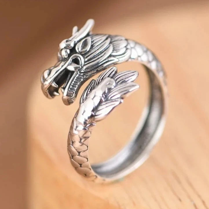 Watatsumi Dragon Kami of the Seas  Adjustable 925 Sterling Silver Ring