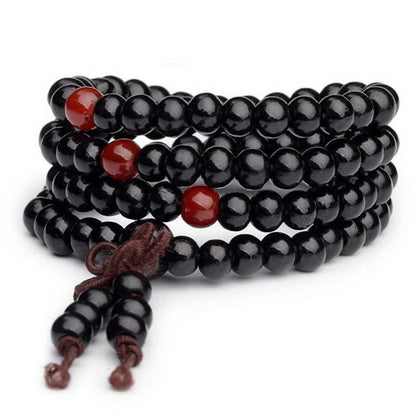 Buddhist Prayer Beads Obsidian Bracelet