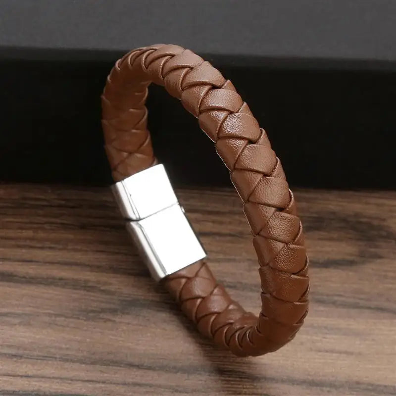 Bushi Braided Wristband Genuine Leather Bracelet