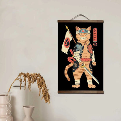 Samurai Cat Neko Wall Art