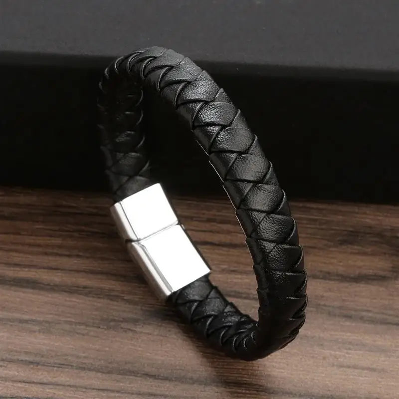 Bushi Braided Wristband Genuine Leather Bracelet