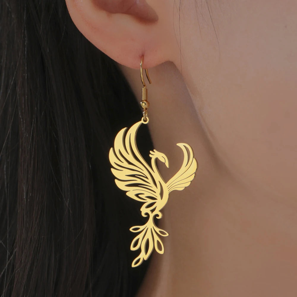 Regal Phoenix Surgical Steel Earrings and Necklace