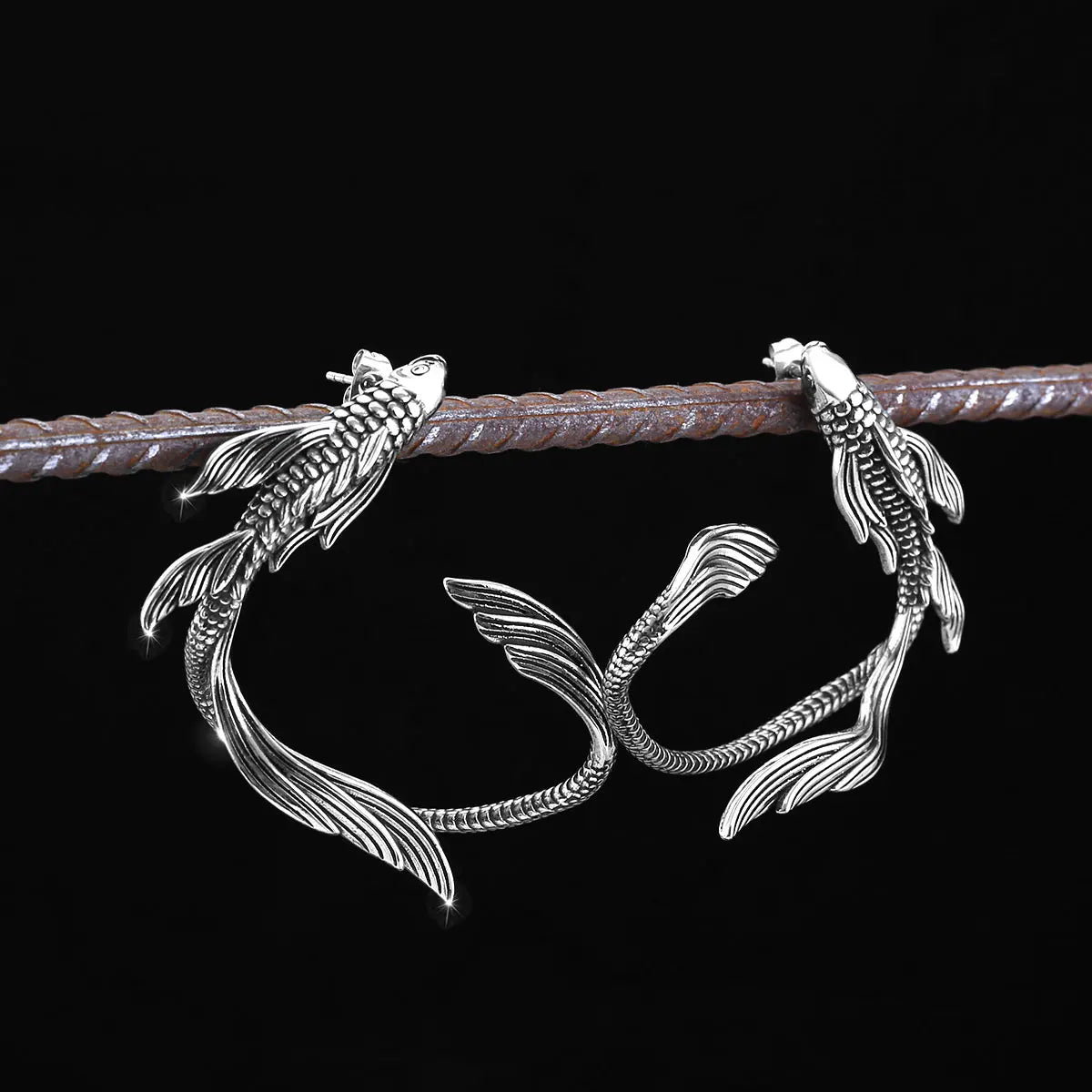 Swimming Koi Fish Steel Earrings