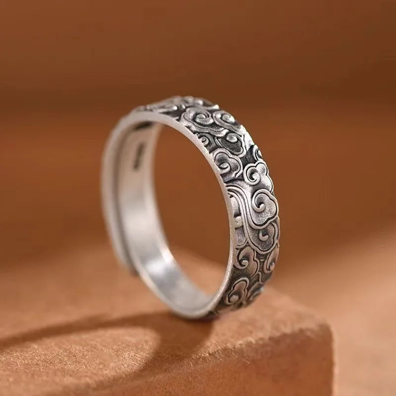 Sea Waves Adjustable Silver Plated Ring