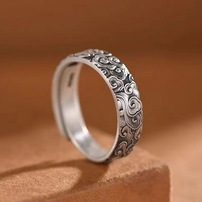 Sea Waves Adjustable Silver Plated Ring