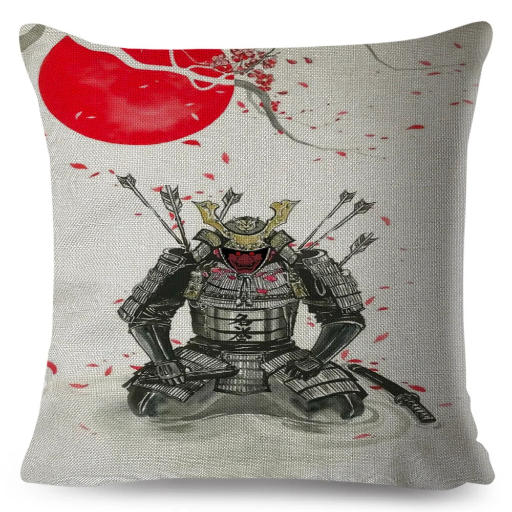 Sumi-e Soft Brushes Samurai Collection Linen Pillow Case