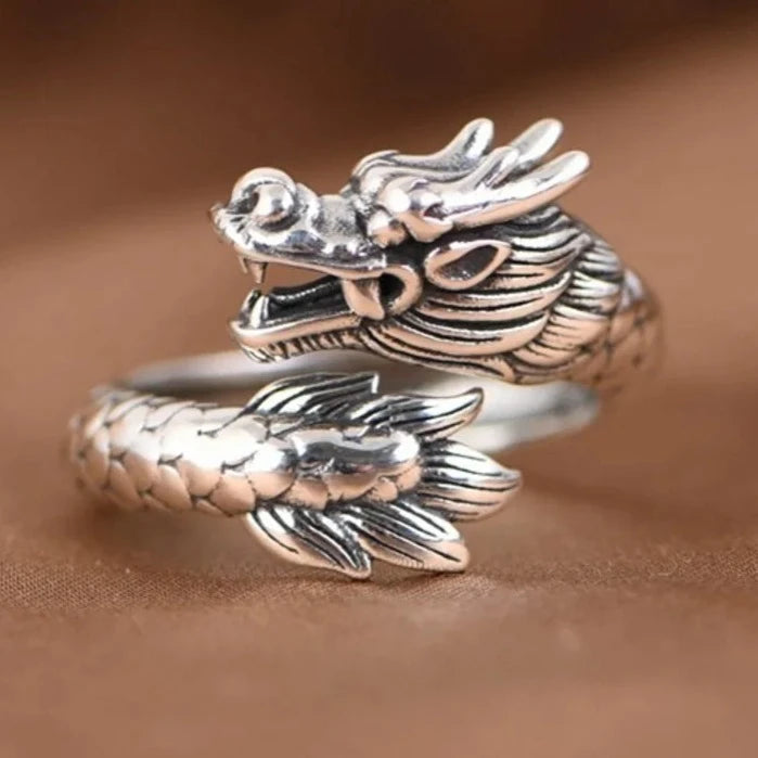 Watatsumi Dragon Kami of the Seas  Adjustable 925 Sterling Silver Ring