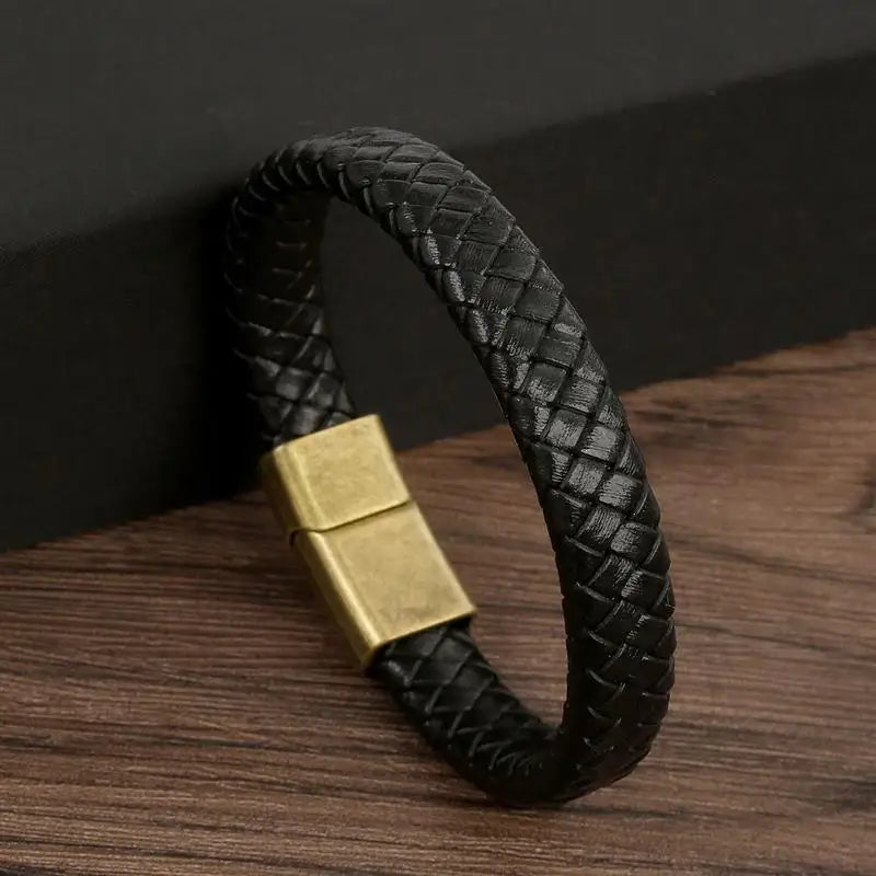 Bushi Braided Wristband Genuine Leather Bracelet