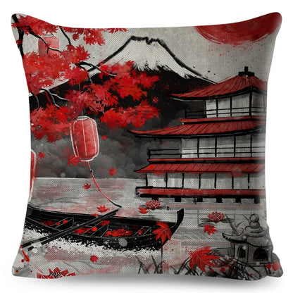 Sumi-e Soft Brushes Samurai Collection Linen Pillow Case