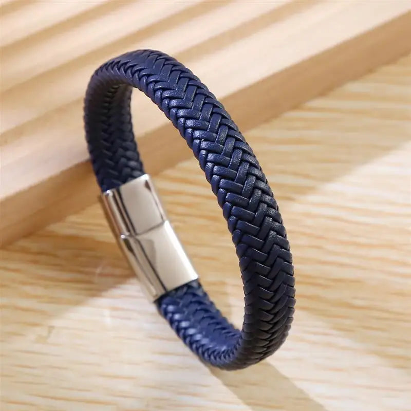 Bushi Braided Wristband Genuine Leather Bracelet