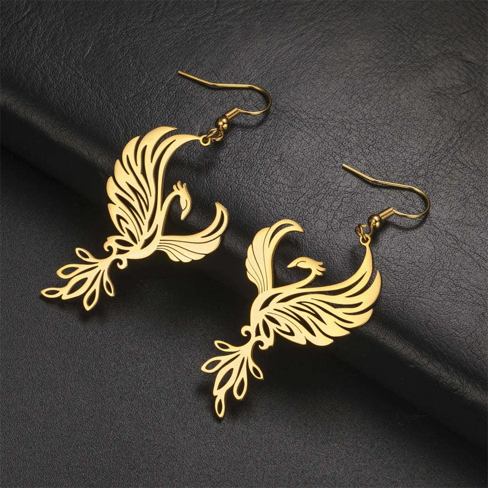 Regal Phoenix Surgical Steel Earrings and Necklace