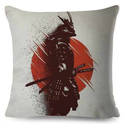 Sumi-e Soft Brushes Samurai Collection Linen Pillow Case