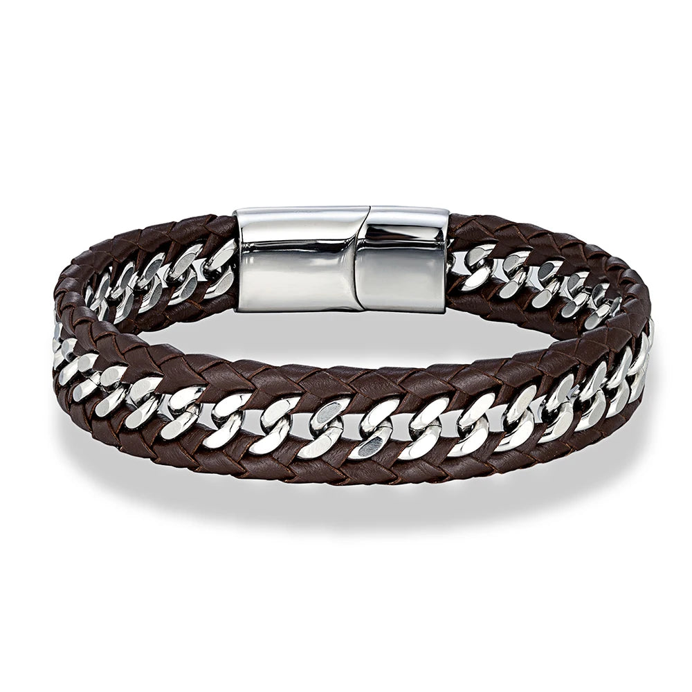 Mizuhiki Steel and Leather Braided Bracelet