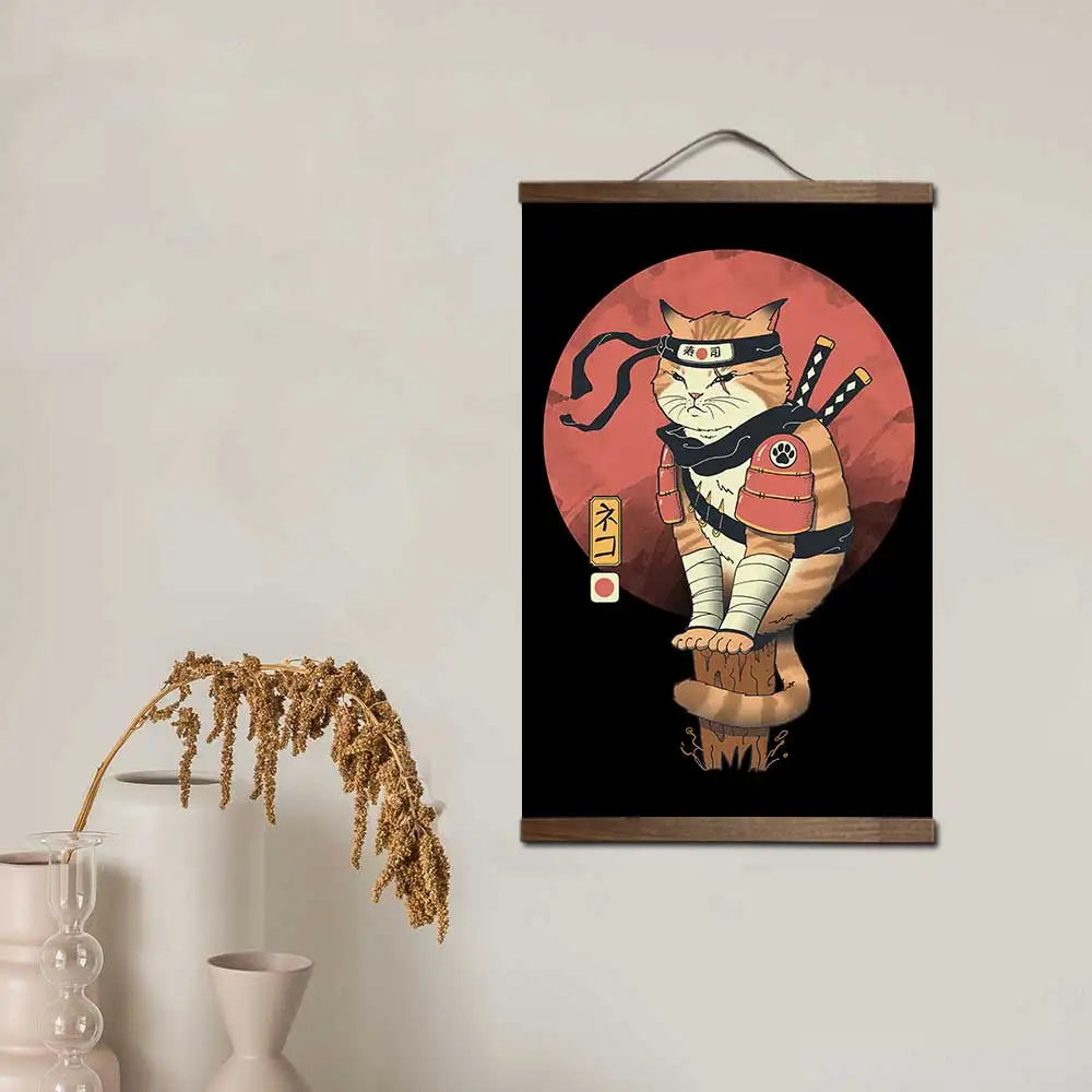 Samurai Cat Neko Wall Art