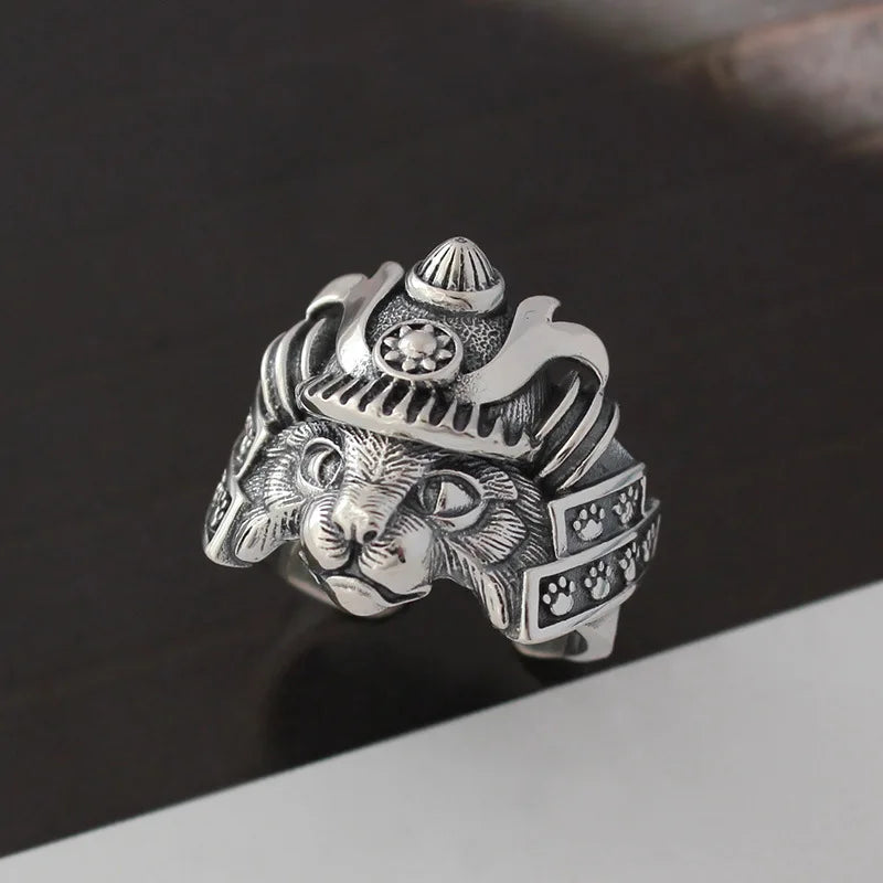 Samurai Neko Cat Adjustable Steel Ring