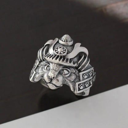 Samurai Neko Cat Adjustable Steel Ring
