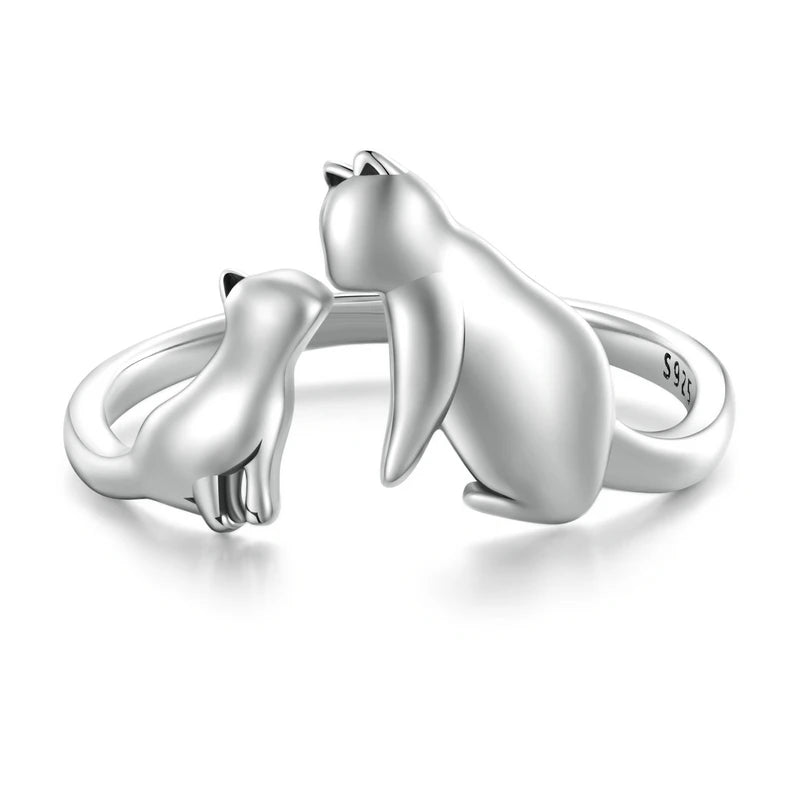 Kawaii Neko Cat Adjustable Ring in 925 Sterling Silver