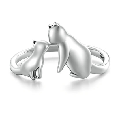 Kawaii Neko Cat Adjustable Ring in 925 Sterling Silver