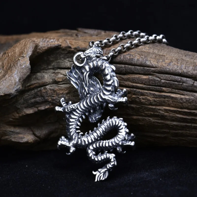 The Silver Dragon Ryujin Kami of Seas 925 Sterling Silver Necklace
