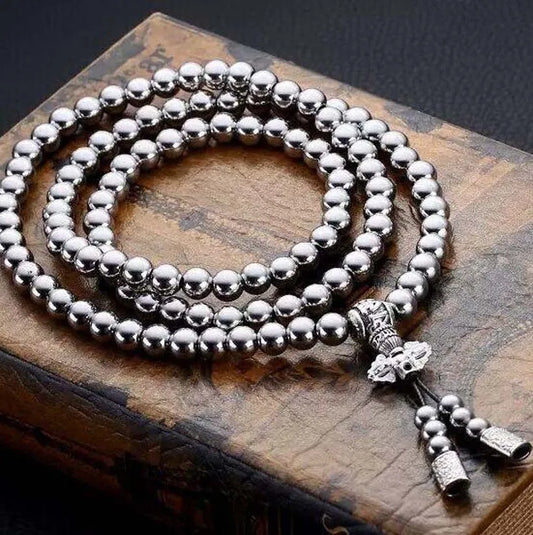 Defense Prayer Mala Steel Beads Necklace