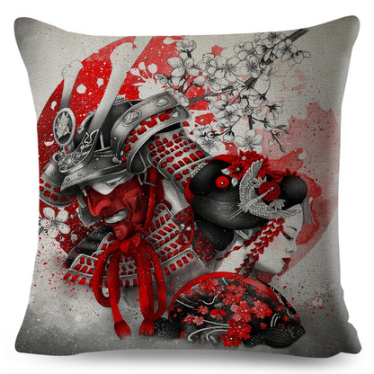 Sumi-e Soft Brushes Samurai Collection Linen Pillow Case