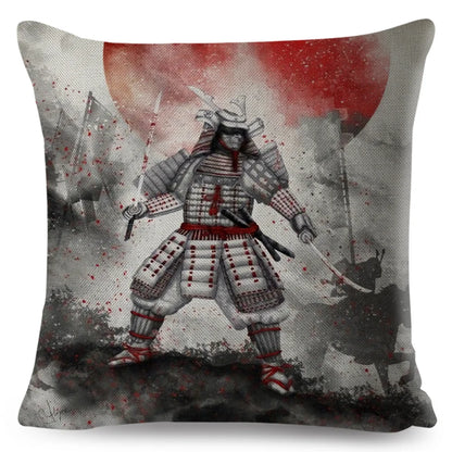 Sumi-e Soft Brushes Samurai Collection Linen Pillow Case