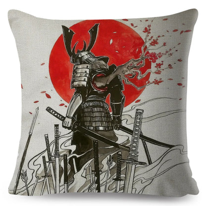 Sumi-e Soft Brushes Samurai Collection Linen Pillow Case